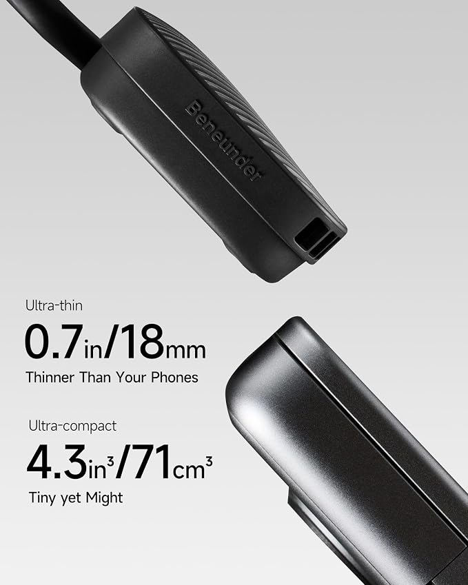 BENEUNDER Portable Neck Fan, 3.9oz Mini Small Personal Fan with Rechargeable Battery, 8000RPM Turbo Cooling, Ultra-Lightweight for Travel, Outdoor, Office & On-the-Go, Hair-Safe Design