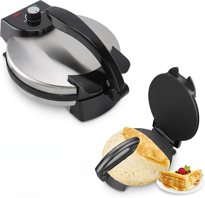 10inch Electric Maker, Electric Rotis Press, Anti Stick Roti Maker Machine to Make Indian Chapati, Roti, Maquina para Hacer Tortillas