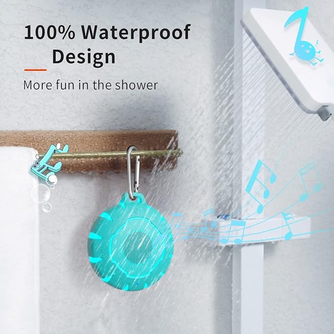HEYSONG Bluetooth Waterproof Speaker, Shower Speaker with HD Sound, LED Light, Floating, Lightweight Portable Speakers for Travel, Pool, Beach, Kayak, Gifts for Girl