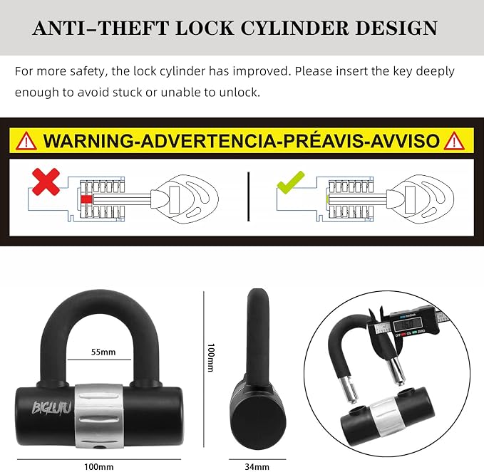 Motorcycle Chain Locks, BIGLUFU 3.3ft/100cm Heavy Duty Long Security Chain, Cut Proof 0.39 inch/10mm Thick Square Chains with 0.63inch/16mm U Lock, Bike Chain Locks for Motorbike, Scooter, Moped
