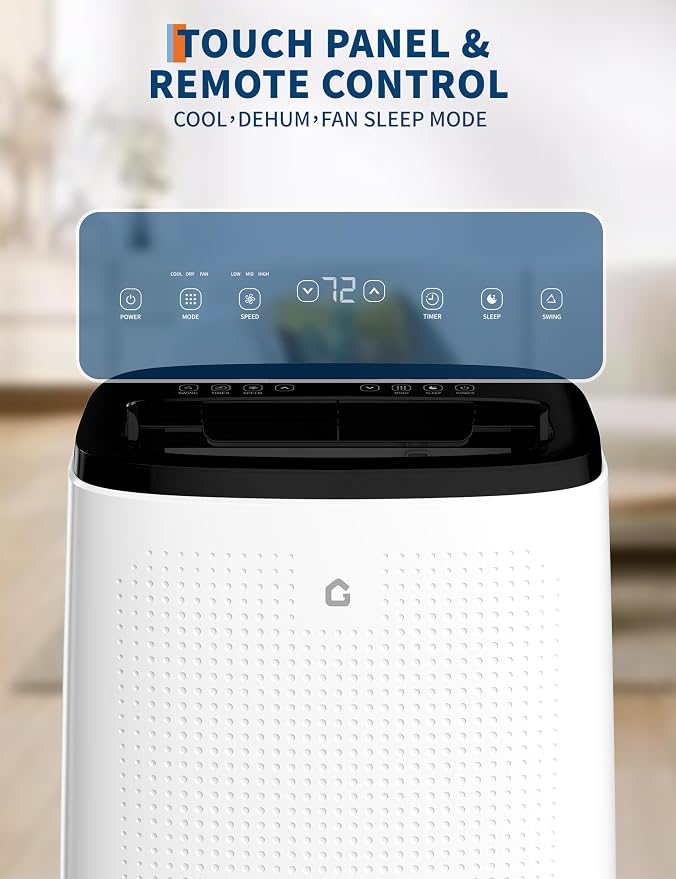 15000 BTU Portable Air Conditioner - 3 in-1 AC Unit Cools 850 Sq. Ft Rooms, Quiet 50 dB Operation w/Touch Control & Remote, Includes Window Kit & 24H Timer, Dehumidifier & Fan Modes for Bedroom