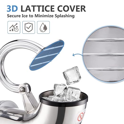 Electric Ice Shaver 300W Snow Cone Maker Machine 440lbs/hr Shaved Ice Machine Stainless Steel Kitchen Electric Ice Crusher with a Free Ice Pick and Ice Cube Tray
