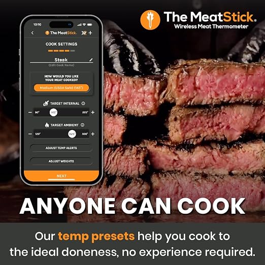 MeatStick X WiFi Travel Kit [Unlimited Range] | Duo Sensors Smart Wireless Meat Thermometer with Bluetooth | for Smoking, Grilling, BBQ, Air Fryer, Deep Frying, Oven, Sous Vide, Rotisserie