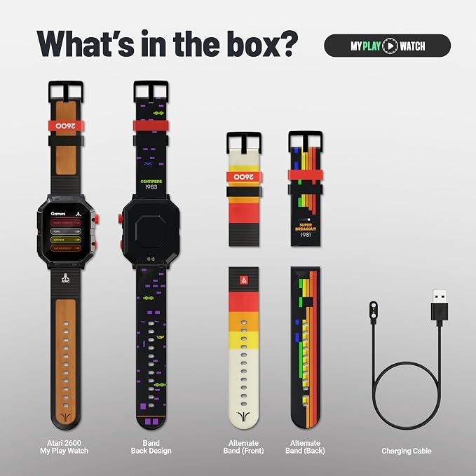 Atari 2600, Retro Gaming Smart Watch with Selective Tech, All Day Fitness Tracker, Built-in Centipede™, Pong™, Missile Command™, Super Breakout™, IP68 Water Resistant