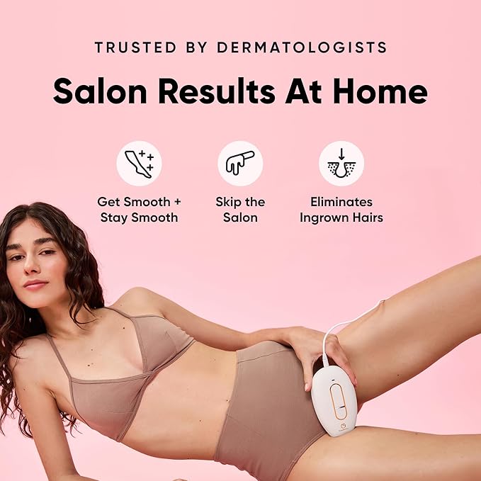 RoseSkinCo Lumi IPL Laser Hair Removal Device, At Home Permanent Hair Reduction on Face, Bikini, Legs, Arms, Underarms, Safe & Gentle Intense Pulsed Light Handheld Device, White/Gold