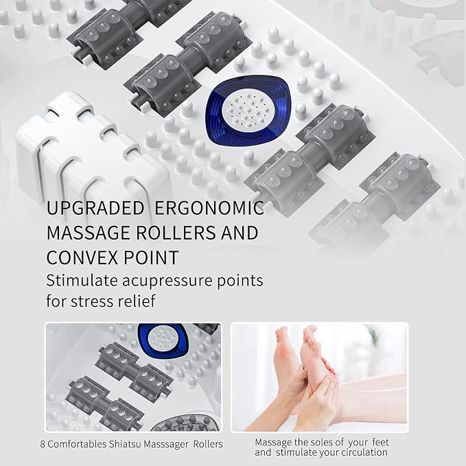 Foot Spa Bath Massager with Heat, Foot Soaking Tub,Ozone & UV, Epsom Salt,Bubbles, Vibration and Blue Light, Tub for Stress Relief,Foot Soaker, Birthday Gifts for Mom Dad Women Men Her Him