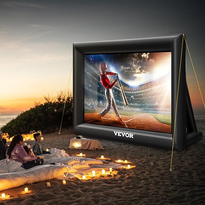 VEVOR Inflatable Movie Screen 20FT Inflatable Projector Screen for outside with 350W Air Blower Inflatable Screen Oxford Fabric Material Blow Up Screen for Outdoor Movie Supports Front/Rear Projection