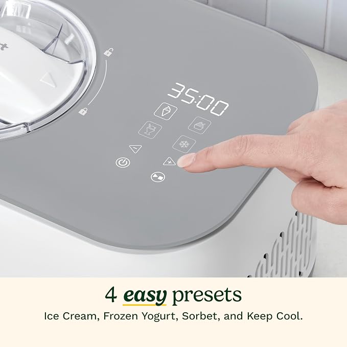 Cuisinart Freeze Ease 1 Quart Ice Cream Maker – Automatic Ice Cream, Frozen Yogurt and Sorbet Machine with Presets, No Pre-Freezing, Compact Countertop Design, ICE-90