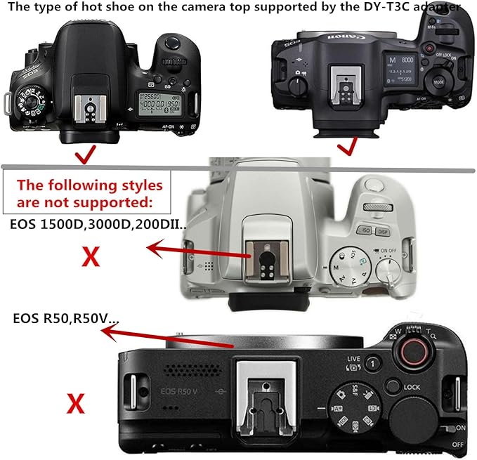 DY-T3C for Canon Camera Flash Hot Shoe Adapter Mount Top-Mounted Expansion Accessory: Multi-Flash synchronous Shooting with Cable Converter (DY-T3C 1PCS + PC Cable 1PCS)