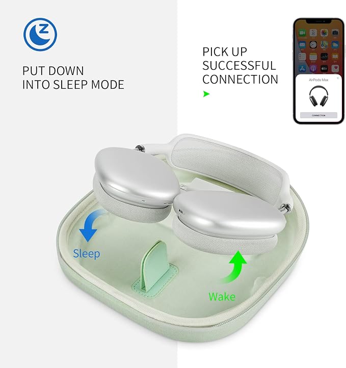 Yinke Smart Case for Apple AirPods Max Supports Sleep Mode, Hard Organizer Portable Carry Travel Cover Storage Bag