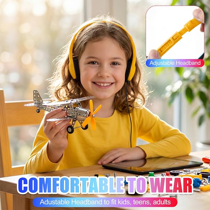 Frienda 48 Pack Classroom Headphones Bulk, Wired School Headsets for Students, Stereo Headphones with 3.5 mm Plug for Classroom, Online Learning, Library(Classic,Navy, Red, Yellow, Purple)