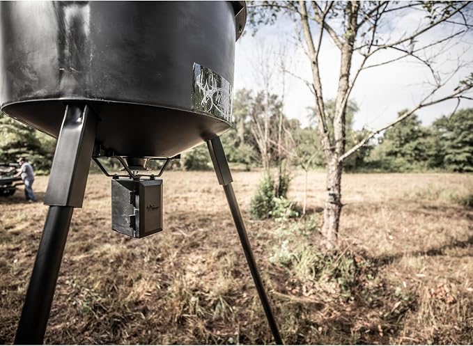 WILDGAME INNOVATIONS Quick-Set 270 lb Game Feeder with Digital Timer | Durable Tripod Corn/Pellet Hunting Feeder with 1-4 Available Feed Times & 30-feet Radius