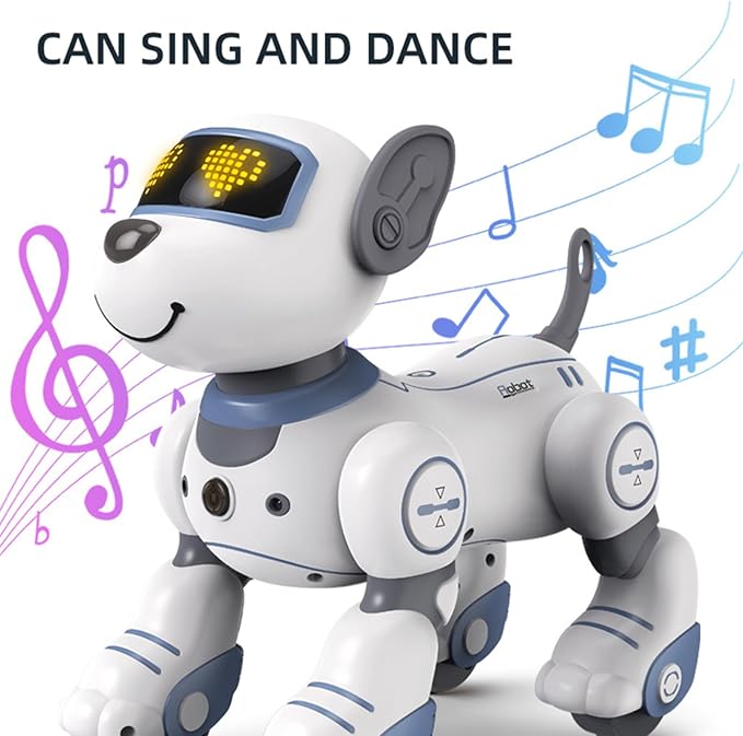 Robot Puppy Dog, Robot Puppy with Dance, Music, Light Effects, Interactive Programmable Intelligent Remote Control Dog AI Toys for Teens Adults Chrismas Birthday (Blue)