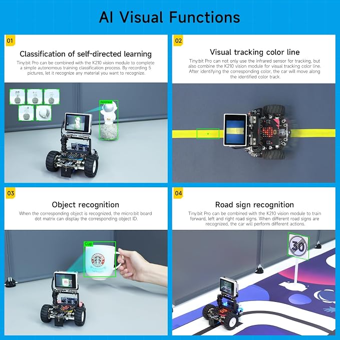 Yahboom Microbit V2 Handle Remote Control TinybitPro MakeCode Graphical K210 Vision Module