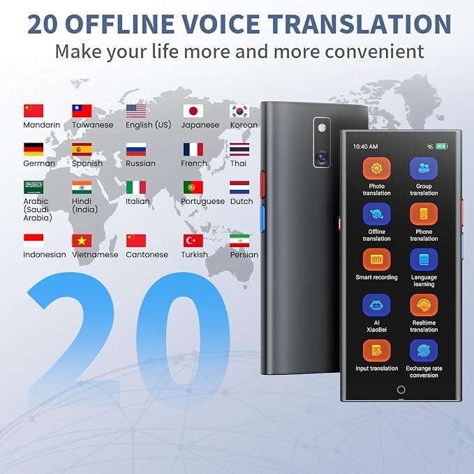 AI Language Translator Device, 2026 Upgraded No WiFi Needed, 150 Languages Online/Offline/Group/Phone Translation Device, 5.5" Screen Two Way Real-Time Voice Translator for Travel Business Learning