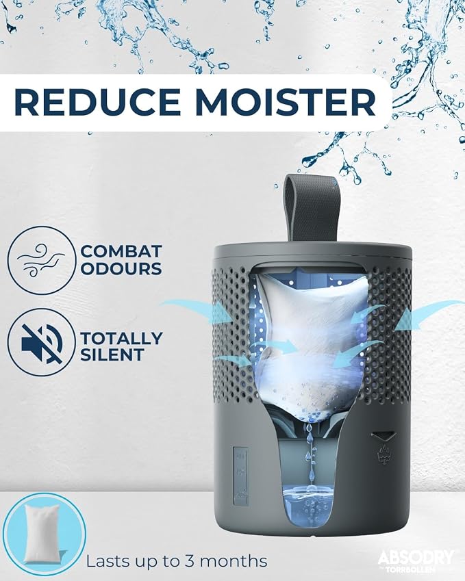 Absodry by Torrbollen Moisture Absorber 4 x 0.66lb Bag Dehumidifier for Bedroom, Electricity & Battery Free Dehumidifiers for Home, Air Freshener and Purifier for Home (4 X Refills)