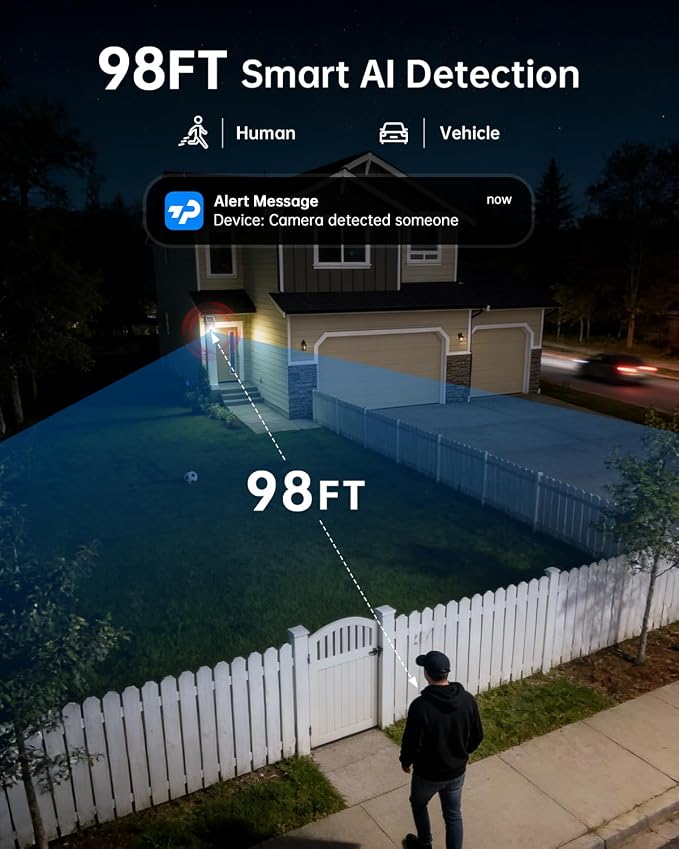 TKENPRO 4G LTE Cellular Security Camera with Pre-Installed SIM Card, 24/7 Recording, Auto Tracking, 32GB Memory Card, AI Motion Detection, 2K Night Vision, 360° PTZ, No WiFi Security Camera Outdoor