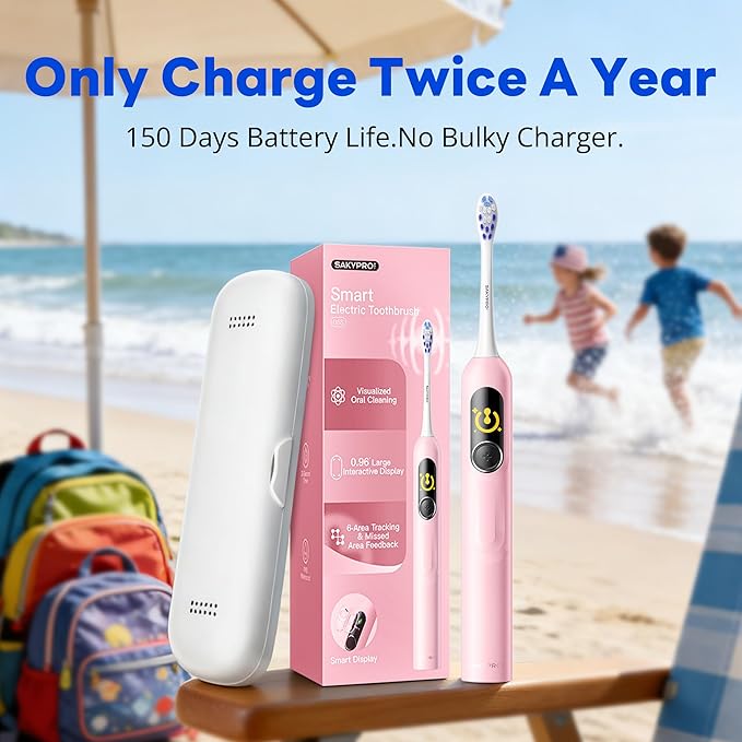 SAKYPRORAL Couple Electric Toothbrush Gift（2 Sets, Pink and Black