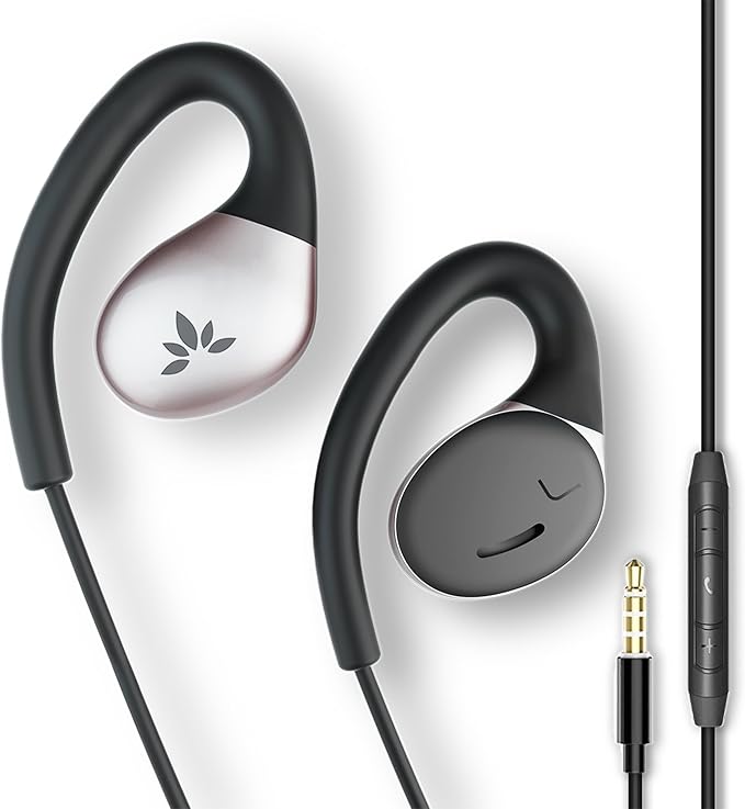 Avantree Resolve – 3.5mm AUX Wired Open-Ear Earbuds w/Mic & Over-Ear Hook | Small-Medium Size, Compatible with Android Smartphones & Laptops & PC with AUX Jack, Ideal for Office, Outdoor & Home