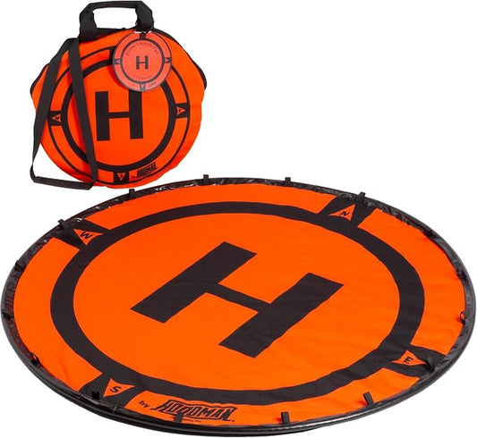 Hoodman 5 Foot Weighted UAV Drone Landing Pad fits Inspire 3, Inspire 2, Inspire 1, No Stakes Required, collapses to 1/3 of deployed size