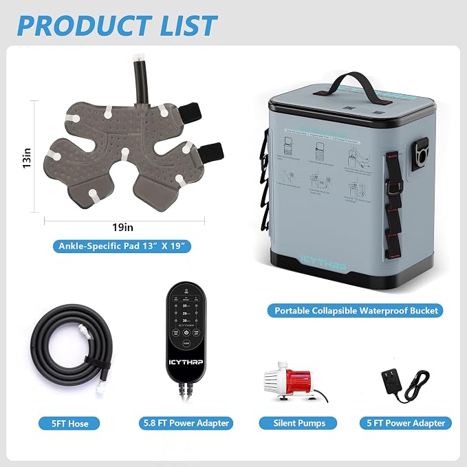 ICYTHRP Ice Machine for Ankle After Surgery, FSA Eligible HSA, Cold Therapy Machine with Programmable Timer, Replacement Recovery System, Cryotherapy Pain Relief with Ankle-Specific Pad