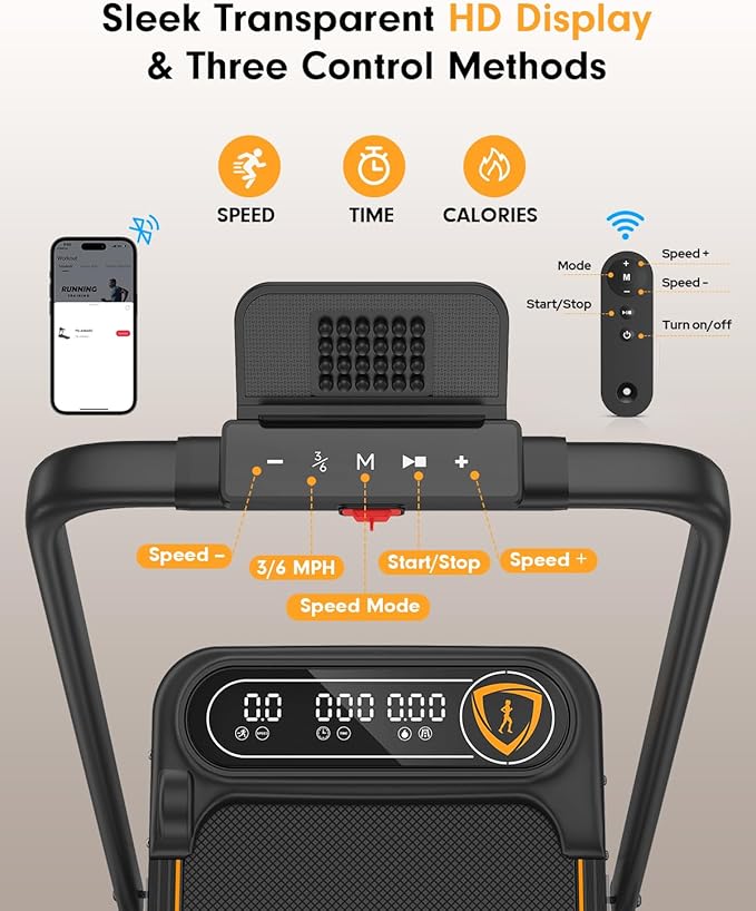 Foldable Treadmill with 10% Incline, Upgrade 3.5HP Low Noise Walking Pad Treadmill with Handle Bar, Trisomy 4 in 1 Portable Under Desk Treadmills for Home/Office, 350Lbs Capacity, APP & Remote Control