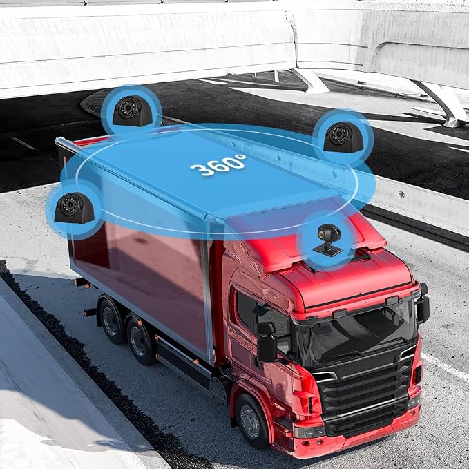VSYSTO 4CH Truck Dash Cam 360 Surveillance DVR Recorder Backup Camera w/GPS 7.0'' Monitor Waterproof 1080P Front & Side (Left/Right) & Rear View IR Night Vision for Vehicles Semi Truck Trailers