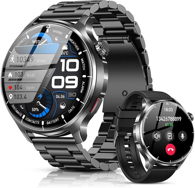 Smart Watch for Men, 1.52" HD Fitness Tracker with Blood Pressure SpO2 Heart Rate Sleep Monitor, 110 Sports Modes, 1000mAh Battery Watches for Men Compatible with Android iPhone