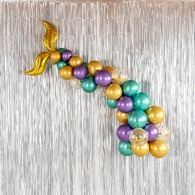Restaurantware-Balloonify Mermaid Balloon Arch Kit, 1 Party Decoration Kit - 42 Balloons, With Chain, Latex Mermaid Tail Balloon Arch Kit, Includes Glue Dots