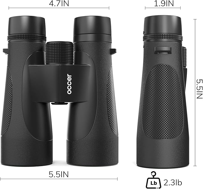 Occer 12x50 Binoculars for Adults High Powered IPX7 Waterproof - Fogproof Shockproof UHD Binoculars, Rubber Armor Binocular for Hunting, Bird Watching, Cruise Ship