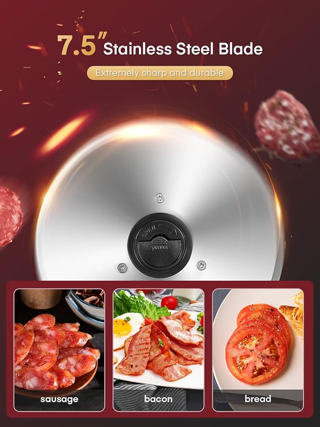 FOHERE Meat Slicer for Home Use + Electric Cheese Grater Salad Maker, Electric Slicer Shredder for Home Kitchen Use