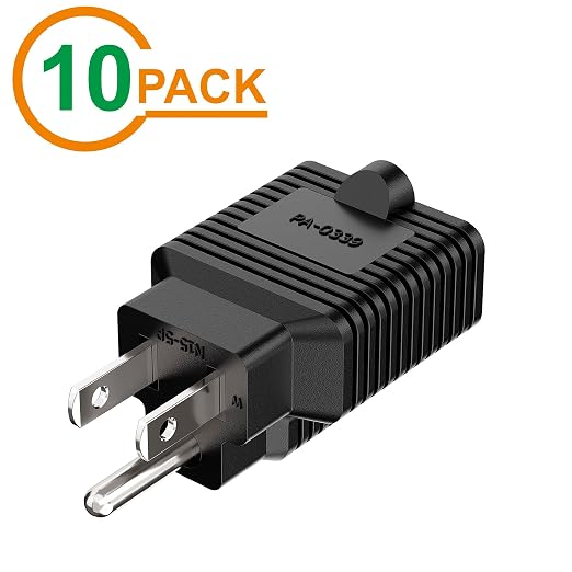 [10Pack] 4-in-1 15 Amp Household AC Plug to 20 Amp T-Blade Adapter,5-15P to 5-20R,5-15P to 6-15R,5-15P to 6-20R, 4 in 1 AC Power Adapter,15A 125V to 20A 250V Adapter,15A to Double T-Blade Adapter.