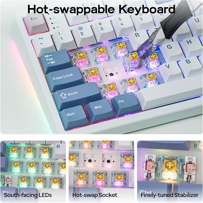 EPOMAKER TH108 PRO Full Size Mechanical Keyboard with Screen & Knob, Wireless Gaming Keyboard with 10000mAh, Creamy Gasket, Hot Swap, Custom Driver, RGB Backlight (White, Creamy Jade)