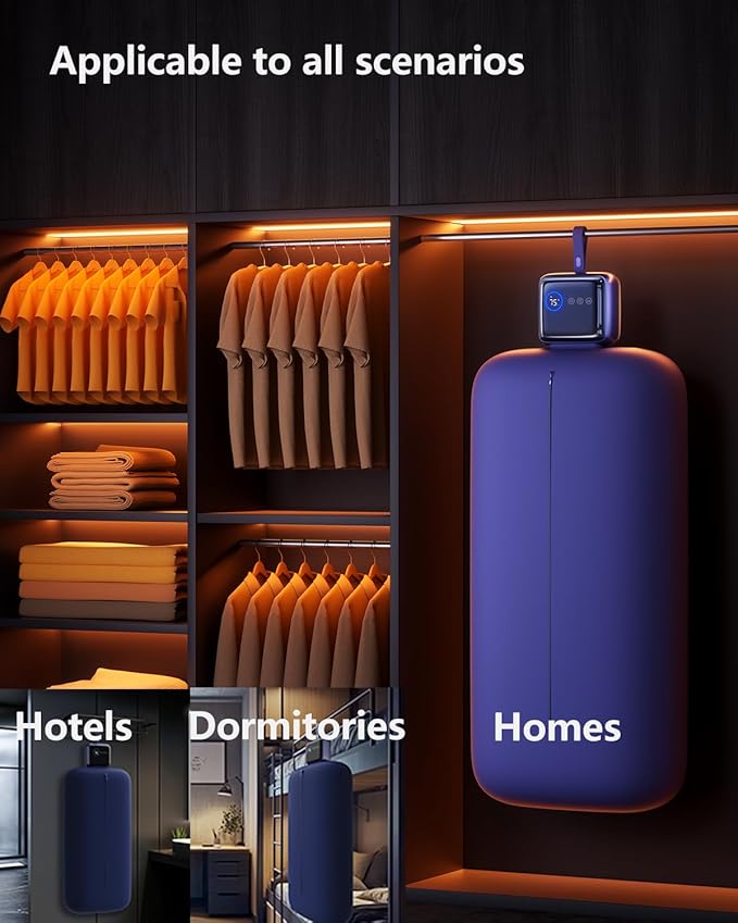 Portable Compact Clothes Dryer, Global Voltage Travel Dryer, Unique Design with 4 Drying Modules, 36-Decibel Silent design, Quiet Efficient Portable Drying System for Home, Travel & Dorm