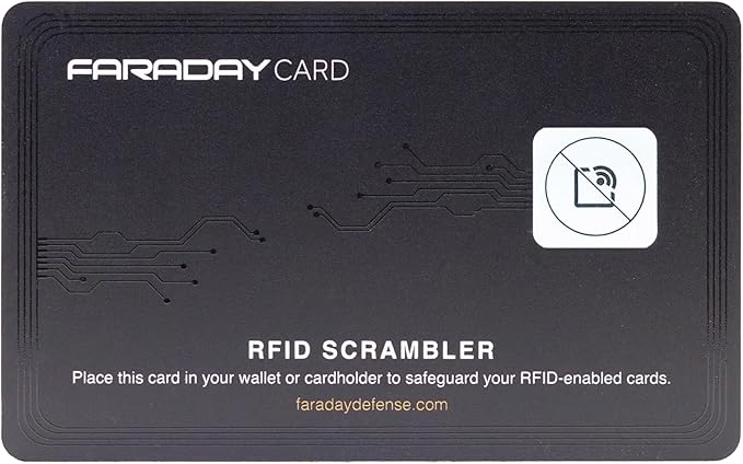 Faraday Card - RFID Scrambler | Premium Contactless Debit/Credit Card Scrambler | RFID Blocking | For Men & Women | Slim Design | Fits in Most Wallets and Purses
