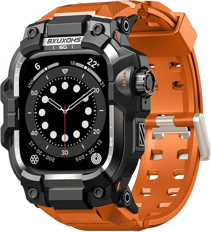 BXUXOHS Rugged Case and Band for Apple Watch 44mm Men, Compatible with Apple Watch SE 3/SE 2nd Generation/SE/Series 6/5/4, Military Grade Shockproof Bumper Cover,Tactical Band Case for iWatch 6/5/4/SE