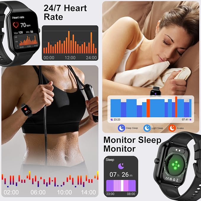 Smart Watch (Answer/Make Call),1.96"HD Smartwatch for Men Women with Heart Rate/Sleep Monitor/Pedometer/Step/Calories, 113+ Sports Fitness Watch, IP68 Waterproof Activity Tracker for Android iOS