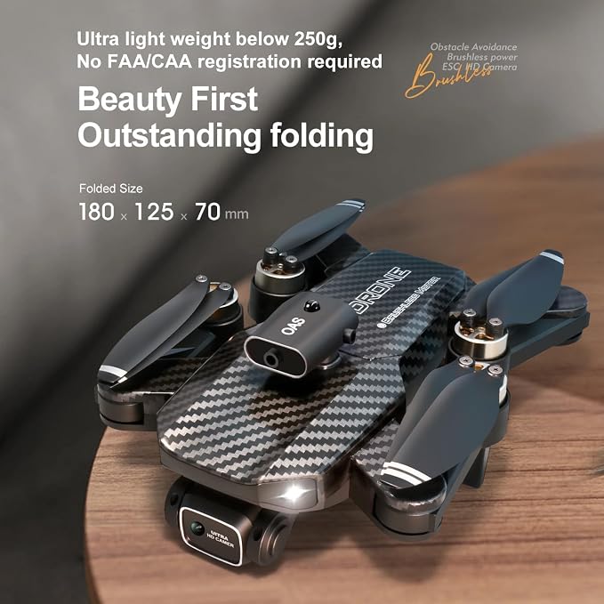 4K UHD GPS Drone with Camera (Equipped with dual cameras), Foldable RC FPV Drone, small-scale Drone Control Quadcopter With Height Setting Function, Six-pass Gyroscope, Gesture Photo, Video Recording, Headless Mode, Emergency Stop, Trajectory Gravity S...
