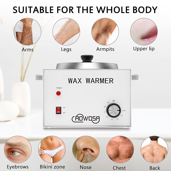 Large Single Waxing Warmer Professional 3L Electric Wax Heater Machine Hold 5.5 Lbs for Hair Removal, Large Wax Pot Paraffin Facial Skin Body SPA Salon Equipment with 100 Sticks