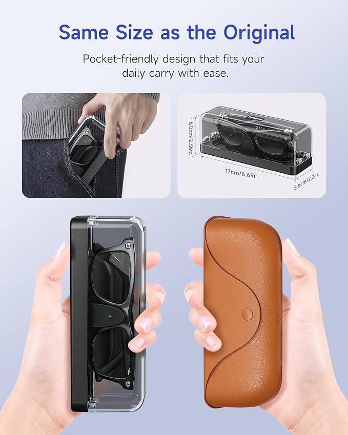 Magnetic Charging Case Compatible with Ray-Ban Meta Gen 1 & Gen 2 (Wayfarer, Headliner, Skyler Blayzer Scriber & Oakley Meta (HSTN) – 3000mAh Replacement Portable Power Bank Accessories for Travel