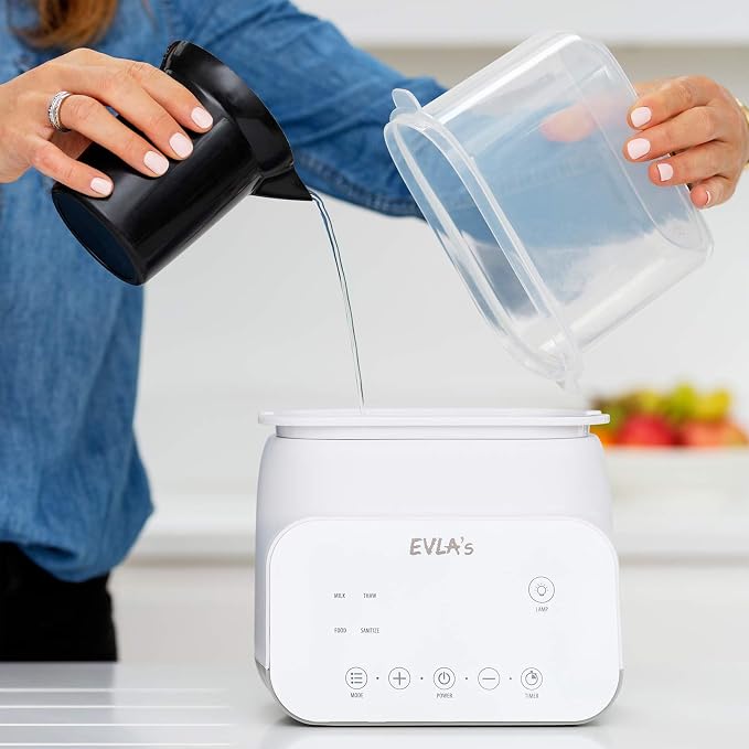 Bottle Warmer - Double Baby Bottle Warmer, Sanitizer, and Milk Defroster - Formula or Breastmilk Heater with Automatic Timer by EVLA’s (White)