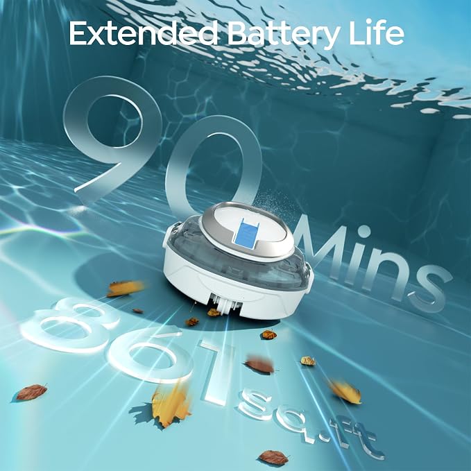 S2 Pool Vacuum Robot for Above Ground Pools, Cordless Operation, Efficient Cleaning Performance, Self-Parking and Easy Maintenance (Arctic Blue)
