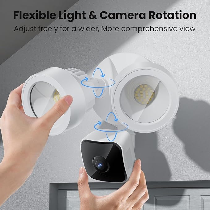 Floodlight Camera Wired, 3K UHD Outdoor Security Camera with 2200-Lumen Motion-Activated Lights, Color Night Vision, 105dB Siren, IP65 Waterproof, Works w/Alexa,2-Way Audio