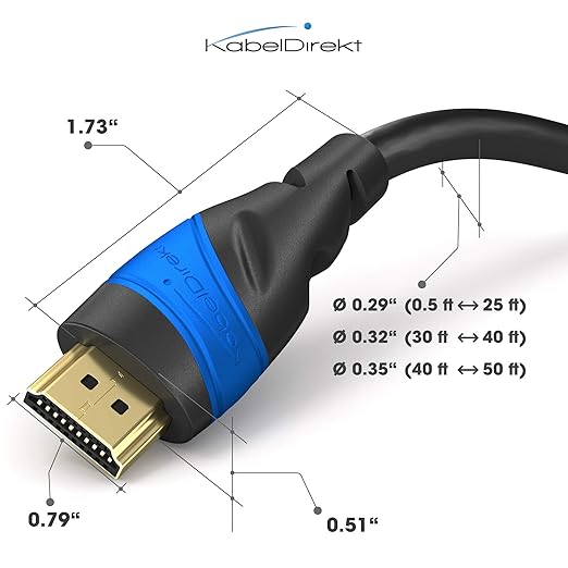 KabelDirekt 4K HDMI Cable – 25ft & Longer HDMI Cables (20ft–75ft) – German-Engineered HDMI Cord – Supports 4K@60Hz, UHD, HDR, ARC, Ethernet – HDMI Cable for HDTV, PC, PS5, Xbox, Switch
