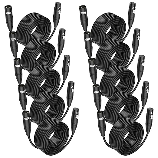 EMK XLR Cable 11ft/3.6M (10 PCS) – Balanced Male to Female Microphone Cord, 3-Pin Professional Audio Cable – Oxygen-Free Copper (OFC) for Studio, Mixer, Amplifier