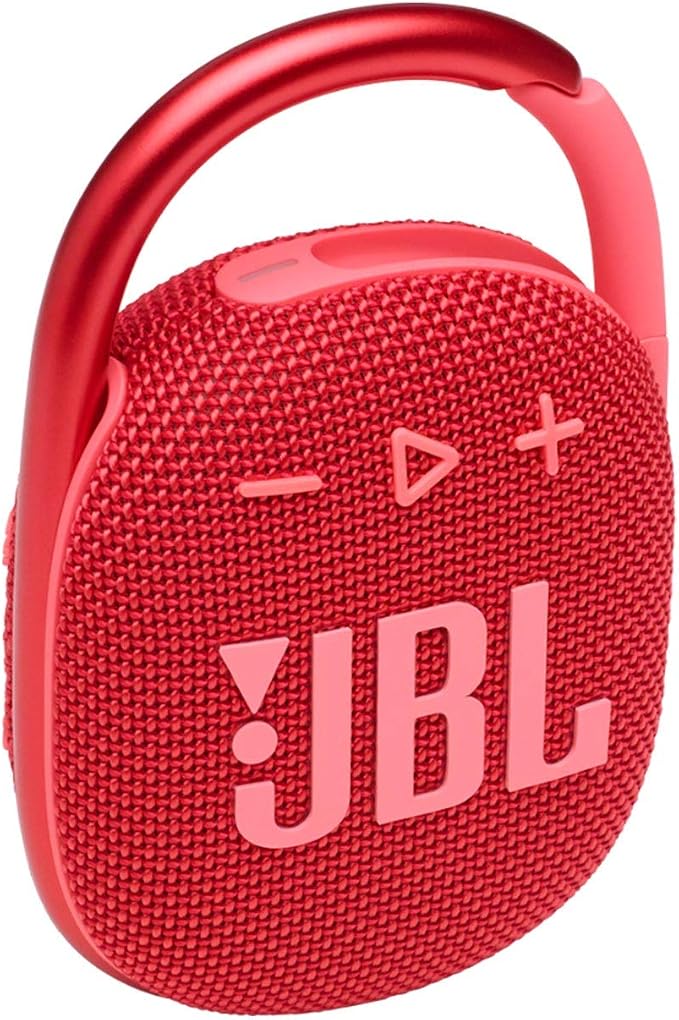 JBL Clip 4 Portable Bluetooth Speaker (Red) + Bundle with divvi! Protective Hardshell Case (Black)