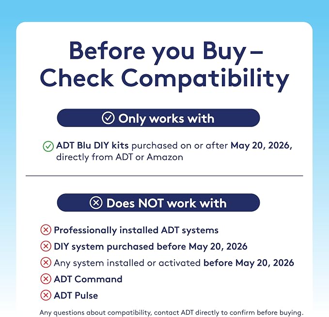 ADT Blu Outdoor Camera, 2K Video, Rechargeable Battery, Spotlight, Night Vision, Weather Resistant, Smart Detection - Compatible with ADT Blu Systems, Subscription Required