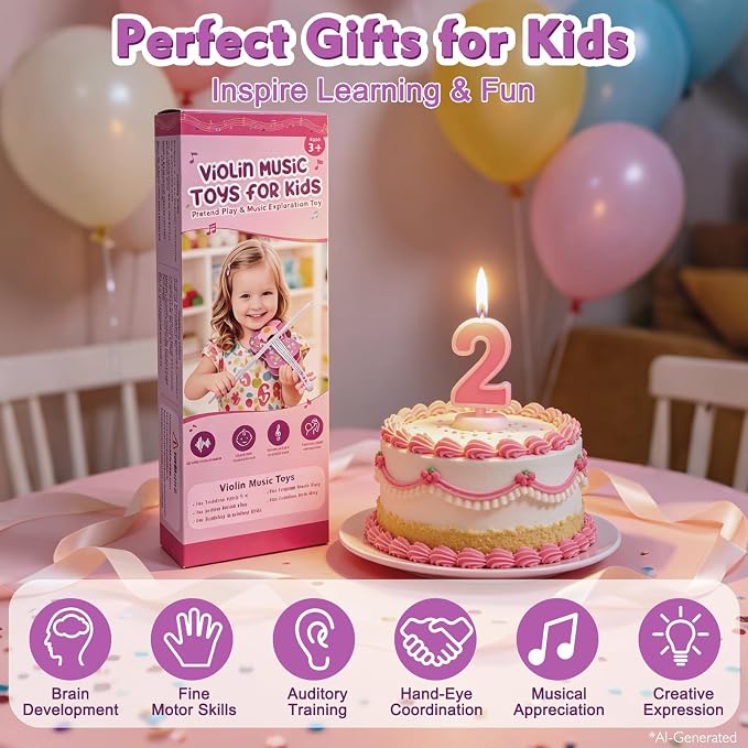 Sealive Kids Electronic Violin Toy with Bow, 17 Inch Music Instrument for Kids Ages 2+, Soft Simulated Bowing Surface, Built-in Songs, Auto Play & Tremolo Modes, Musical Gift for Girls Boys