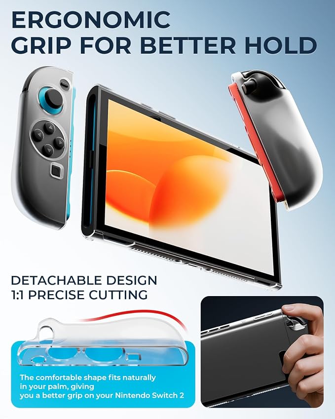 Pro Controllers Accessories Bundle for Nintendo Switch 2 18-in-1: Carrying Case, Screen Protector, Thumb Grip for Joycon, Dockable Console Protective Cover Shell, Steering Wheel, 2025 Switch2 Game Kit