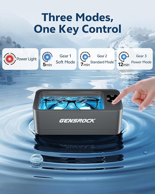 Ultrasonic Jewelry Cleaner, 48kHz Professional Silver Jewelry Cleaner & Diamond Ring Cleaner, 3 Modes, Scratch-Free 360ML Tank, Quiet Sonic Cleaner for Gold, Earrings, Glasses(Gray)